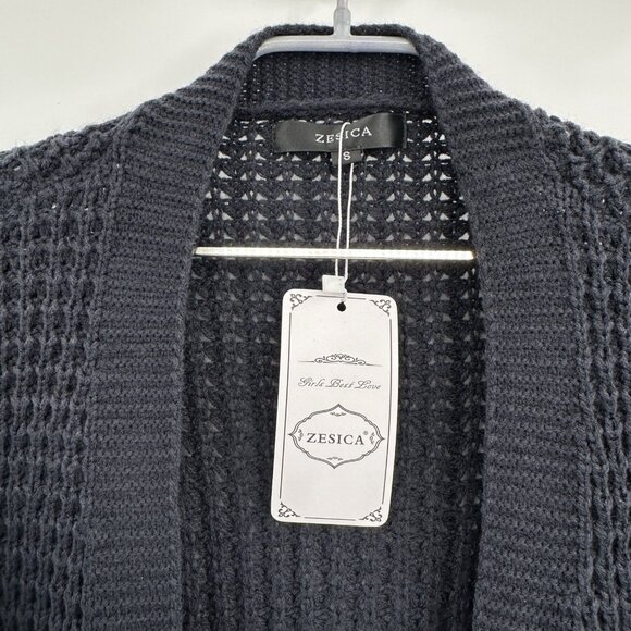 ZESICA Women's Open Front Knitted Sweater Cardigan in Navy Blue size S Small NWT - Picture 4 of 7